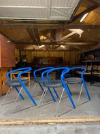 Vintage design postmoderne stoelen blauw Fröscher, Ophalen, Gebruikt, Blauw, Vier