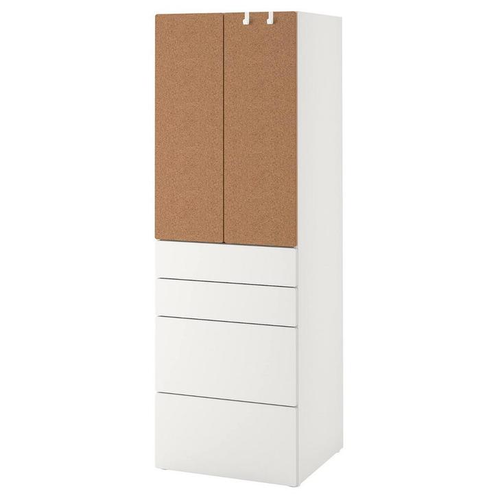 Ikea Platsa/Smastad Kinderkast-Wit+Kurk -2 stuks beschikbaar, Huis en Inrichting, Kasten | Kledingkasten, Zo goed als nieuw, 50 tot 100 cm