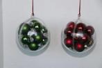 Kerstbal Plastic met 12 glazen balletjes Kleuren: rood, blau, Ophalen of Verzenden, Nieuw