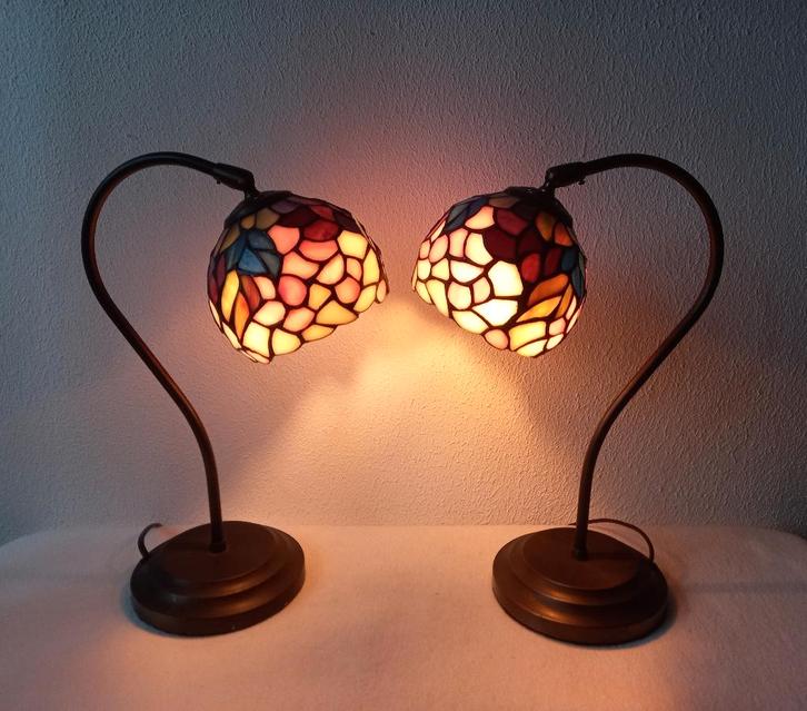 2 Vintage Tiffany Bureau/Tafellampen in Art Deco Stijl, Antiek en Kunst, Antiek | Lampen, Ophalen