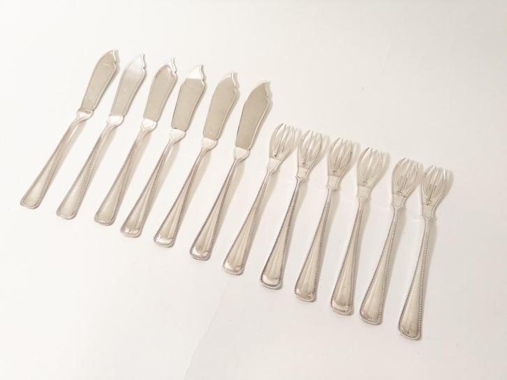 Design GERO 90 zilveren visbestek set, 12-delig, Antiek en Kunst, Antiek | Bestek, Ophalen of Verzenden