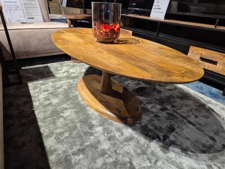 Salontafel Flare 140cm | Mangohout | Nu Extra Voordelig !, Huis en Inrichting, Tafels | Salontafels, Nieuw, Minder dan 50 cm, 50 tot 100 cm