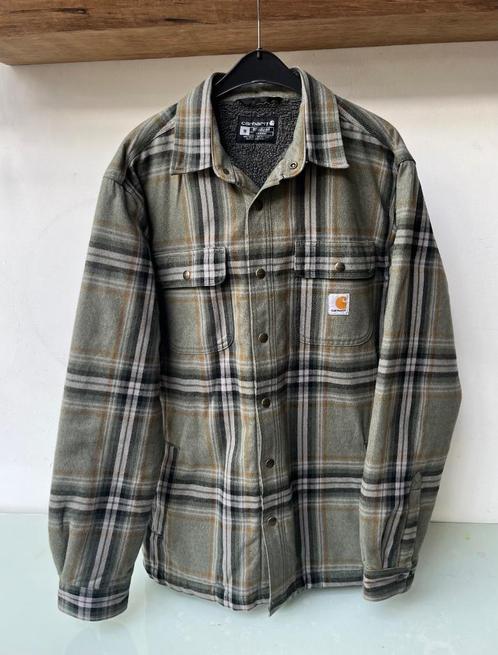 CARHARTT RELAXED FIT HEAVYWEIGHT FLANNEL SHERPA-LINED SHIRT, Kleding | Heren, Overhemden, Zo goed als nieuw, Groen, Ophalen of Verzenden