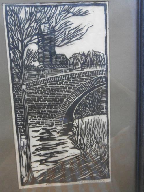 J.H.SCHILLING, Mooie zwart-wit Houtsnede Info gezocht, Antiek en Kunst, Kunst | Litho's en Zeefdrukken, Ophalen