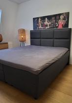 Grijze moderne Boxspring 180x200 incl topper!, Ophalen, Tweepersoons, Zo goed als nieuw, 180 cm