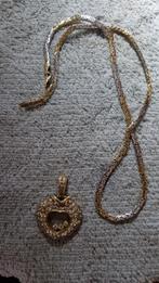 Zeer mooi gouden hart met koningsketting, Ophalen of Verzenden, Zo goed als nieuw, Met edelsteen, Goud