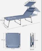 Large Folding Sun Lounger 71 x 200 x 38 cm NIEUW IN DOOS, Ophalen of Verzenden, Nieuw, Metaal, Inklapbaar