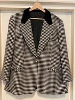 VINTAGE DELMOD PIED DE POULE BLAZER VELOURS KRAAG 48(46)., Jasje, Ophalen of Verzenden, Delmod, Zo goed als nieuw