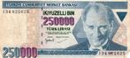 Bankbiljet:  TURKIJE  - 250.000 lirasi, Verzenden, Overige landen, Los biljet