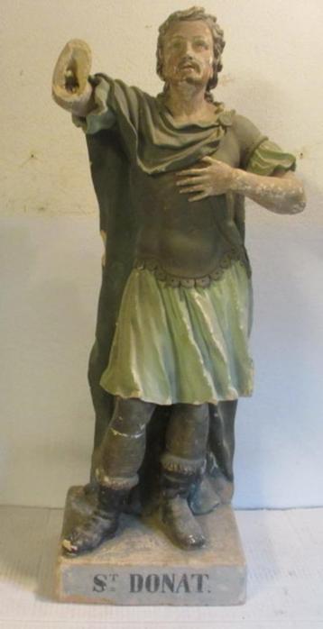 antiek terra cotta heiligenbeeld St Donatius 19eeuws beschikbaar voor biedingen