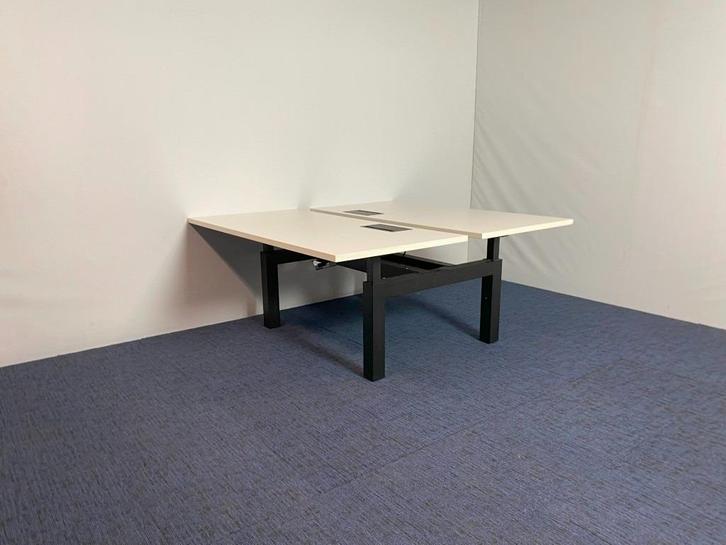 9 x Bench bureau Gispen (slinger), wit blad, 160 x 170 cm., Huis en Inrichting, Bureaus, Gebruikt, Bureau, In hoogte verstelbaar