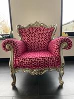 Barok fauteuil met roze bloemmotief, Ophalen, Minder dan 50 cm, Gebruikt, Barok