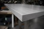 Mooie bartafel statafel met dubbele voet melamine rvs 120x80, Huis en Inrichting, Barkrukken, Ophalen, Zo goed als nieuw, Metaal