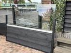 1 x zwart Terras scherm Aluminium met veiligheidsglas 200 cm, Gebruikt, 100 tot 150 cm, Aluminium, Ophalen of Verzenden