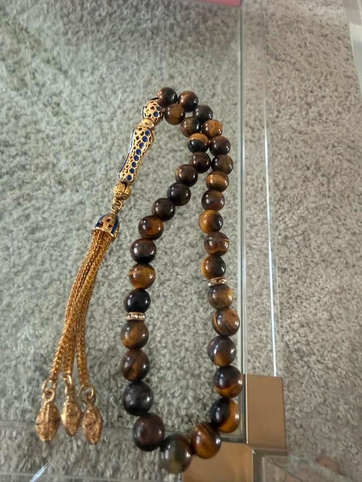 Tesbih - Gebedsketting met Tijgeroog, Sieraden, Tassen en Uiterlijk, Armbanden, Zo goed als nieuw, Overige materialen, Bruin, Met bedels of kralen