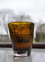 Oud Glas Amberkleurig Spijker Glas 11 cm, Ophalen of Verzenden