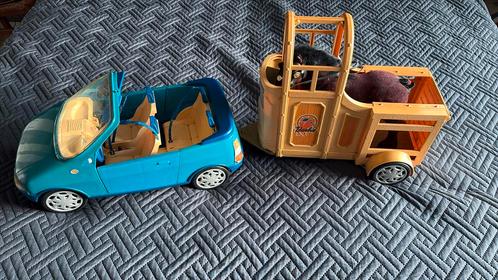 Barbie auto met trailer en poppen setje, Verzamelen, Speelgoed, Gebruikt, Ophalen of Verzenden