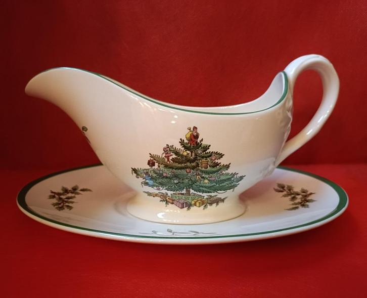 Spode Christmas Tree - sauskom met losse onderschotel, Huis en Inrichting, Keuken | Servies, Zo goed als nieuw, Overige typen