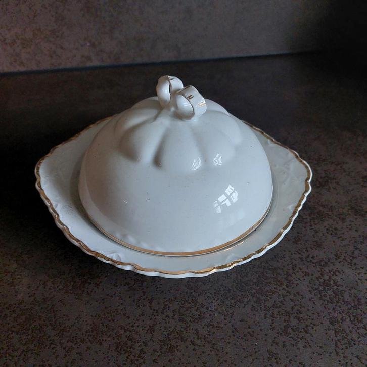 Vintage Boterfluit met Gouden Rand, Antiek en Kunst, Antiek | Keramiek en Aardewerk, Ophalen of Verzenden