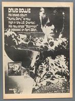 DAVID BOWIE 1972 Advertentie HUNKY DORY Ziggy Stardust, Gebruikt, Ophalen of Verzenden, Poster, Artwork of Schilderij