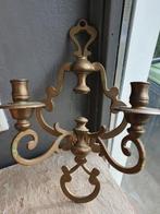 Heel mooie antieke koperen, messing wandkandelaar, goede sta, Ophalen of Verzenden, Koper of Brons