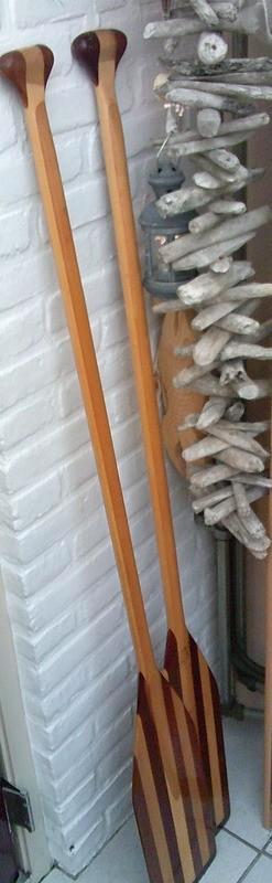 2 houten roeispanen peddels grey owl paddle company  canada, Watersport en Boten, Peddels, Gebruikt, Enkelbladige peddel, Ophalen