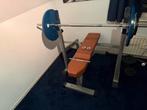 Halterbank met gewichten, Ophalen, Zo goed als nieuw, Borst, Krachtstation