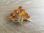 Vintage vergulde broche met wss Baltische amber ballen., Sieraden, Tassen en Uiterlijk, Broches, Ophalen of Verzenden, Zo goed als nieuw