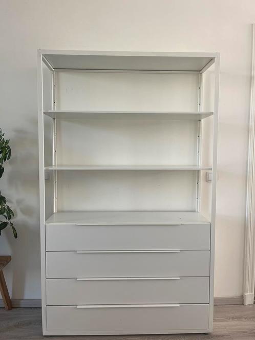 witte kast van metaal en hout, Huis en Inrichting, Kasten | Boekenkasten, Zo goed als nieuw, 100 tot 150 cm, 150 tot 200 cm, 25 tot 50 cm