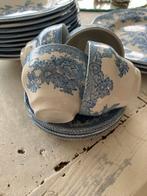 5 x Vintage Kop en Schotel unicorn tableware licht blauw, Ophalen of Verzenden