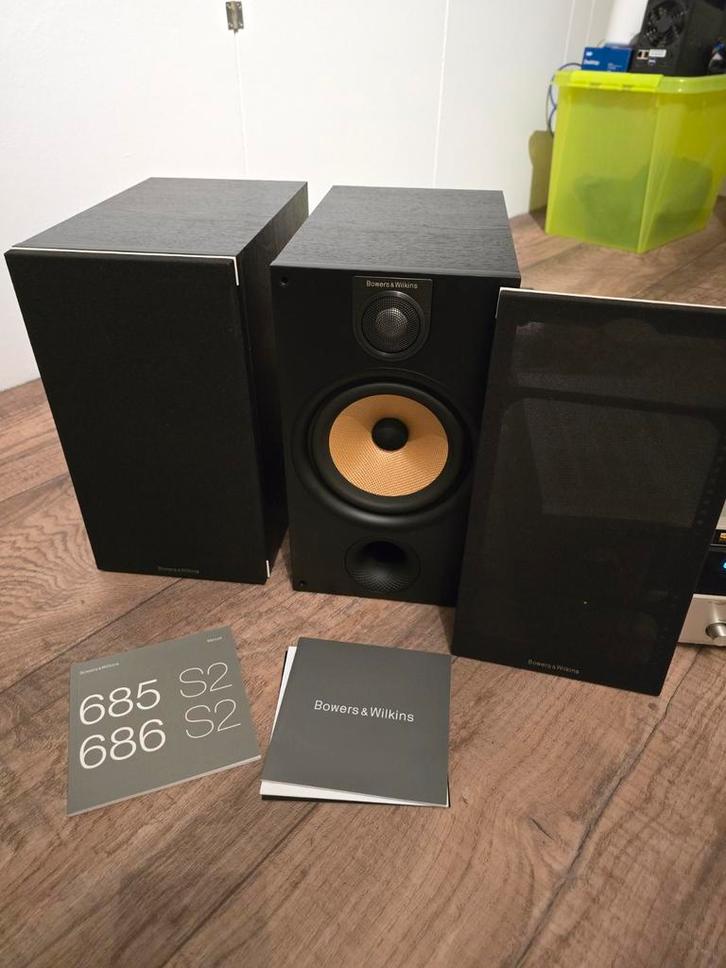 B&W Bowers & Wilkins 685 S2 Zwart - Fantastisch Geluid!, Audio, Tv en Foto, Luidsprekers, Gebruikt, Front, Rear of Stereo speakers