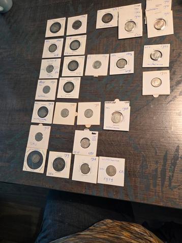 42  stuks kwartjes Willem l en Willem ll en wilhelmina. beschikbaar voor biedingen