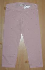 H&M roze legging maat 134 met witte en zilveren hartjes., Broek, Gebruikt, Meisje, H&M