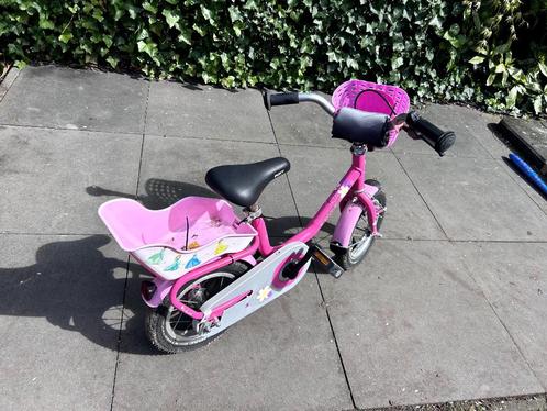 Prachtige Puky 12 Steel lovely pink met zijwieltjes, Fietsen en Brommers, Fietsen | Meisjes, Gebruikt, 14 inch of minder, Handrem