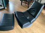 Montis Olivier feauteul + hocker. Zwart leer., Huis en Inrichting, Fauteuils, Ophalen, Gebruikt, 75 tot 100 cm, Leer