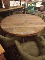 Nieuwe teakhouten driftwood ronde tafel 130cm €350, Nieuw, Rond, Teakhout, Ophalen of Verzenden