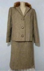 Handwoven 60s Irish tweed wollen mantelpakje van Donegal, Verzenden, Zo goed als nieuw, Maat 42/44 (L), Beige