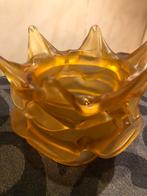 Art Nouveau glazen lampenkapje - Amber rozenbloesem, Overige materialen, Gebruikt, Overige kleuren, Ophalen of Verzenden