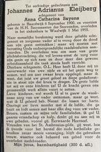 Johannes Adrianus Kleijberg Baardwijk 1900, Ophalen of Verzenden