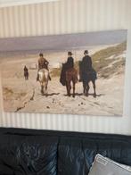 Prachtig Canvas Schilderij - Ruiters op het Strand, Antiek en Kunst, Ophalen