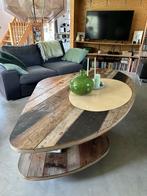 Salontafel; organische vorm, sloophout, gelakt, Huis en Inrichting, Tafels | Salontafels, Ophalen, Gebruikt, 200 cm of meer, Overige vormen