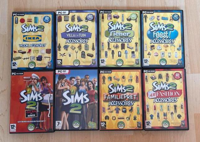 Sims 2 + 7 Uitbreidingen (CD-ROM), Spelcomputers en Games, Games | Pc, Gebruikt, Simulatie, 1 speler, Vanaf 12 jaar, Ophalen