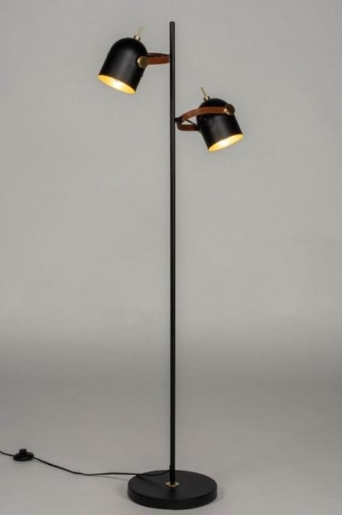 zwart vloerlamp brons leer bedrijf bank tafel hoekbank lamp, Huis en Inrichting, Lampen | Vloerlampen, Nieuw, Ophalen of Verzenden