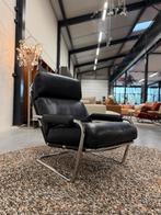 Gelderland meneer Oberman 601 Fauteuil zwart leer Stoel, Huis en Inrichting, Fauteuils, Nieuw, Ophalen of Verzenden, Gelderland
