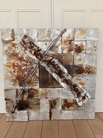 Groot kunstwerk abstract industrieel 120 x 120cm, Ophalen, Zo goed als nieuw