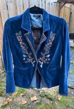 Blauw geborduurd fluwelen jasje van Exception maat M. IZGS, Maat 38/40 (M), Blauw, Ophalen of Verzenden, Jasje
