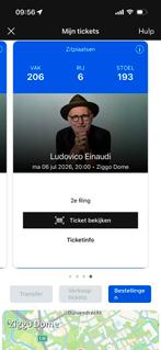 Ludovico Einaudi 2 kaartjes naast elkaar - Vak 206 - 6 juli, Tickets en Kaartjes, Concerten | Klassiek, Twee personen, Juli