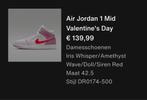 Nike Air jordan mid valentines day 42.5, Gedragen, Sneakers of Gympen, Ophalen