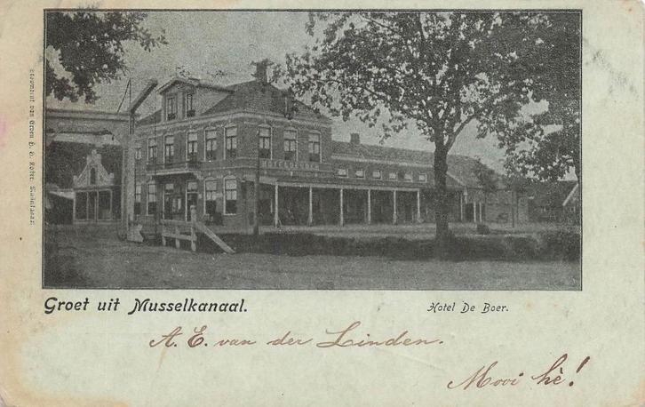JL496 Musselkanaal hotel de Boer1901, Verzamelen, Ansichtkaarten | Nederland, Gelopen, Groningen, Voor 1920, Verzenden