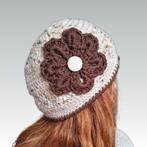 Handgemaakte gehaakte muts Beige/steengrijs/bruin, Maat 38/40 (M), Verzenden, Nieuw, Handgemaakt